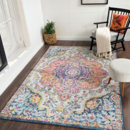 Livabliss Elaziz-Vintage Pink Blue Orange Yellow Beige Traditional Boho Living Rug - Size: 120 cm x 170 cm - thumbnail 8
