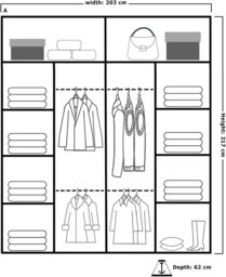 Sliding Wardrobes 4U Modern Sliding Wardrobe with LED Light W203cm x H217cm x D62cm in Black - thumbnail 4