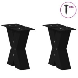 Berkfield Home Coffee Table Legs X-Shaped 2 pcs Black 40x(30-31) cm Steel - thumbnail 3