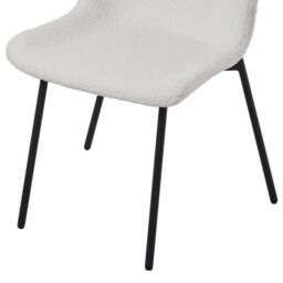 Living and Home 2pcs Teddy Fleece Upholstered Dining Chair in White - thumbnail 6