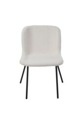 Living and Home 2pcs Teddy Fleece Upholstered Dining Chair in White - thumbnail 2