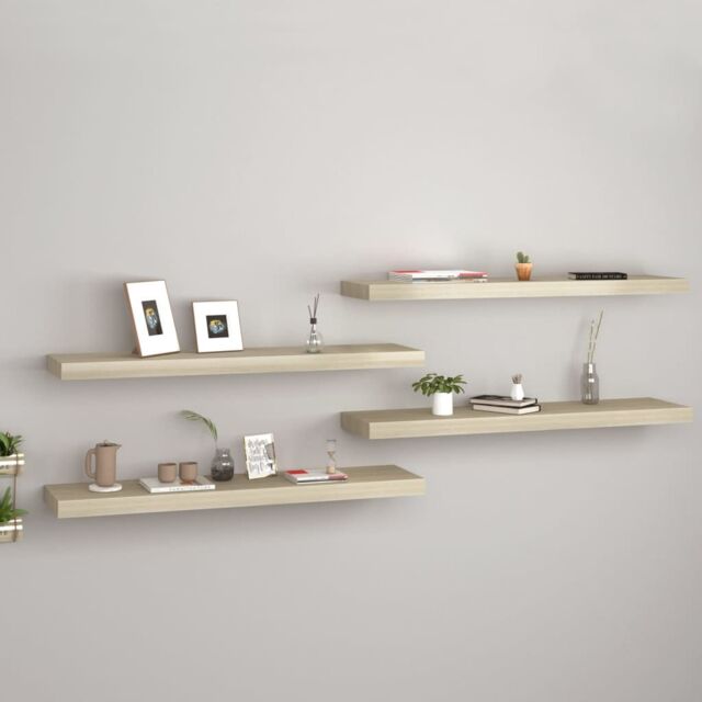 Berkfield Home Floating Wall Shelves 4 pcs Oak 90x23.5x3.8 cm MDF in Brown - image 1