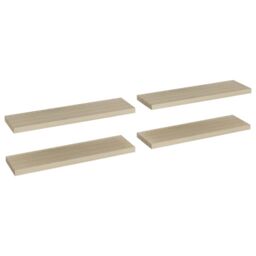 Berkfield Home Floating Wall Shelves 4 pcs Oak 90x23.5x3.8 cm MDF in Brown - thumbnail 2