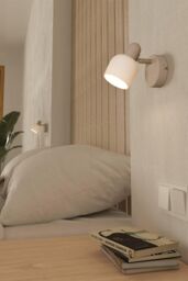 Eglo Corato Sandy Steel & Glass Adjustable Single Spotlight in Stone - thumbnail 2