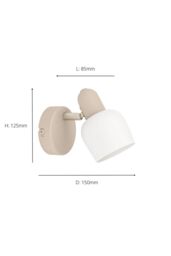 Eglo Corato Sandy Steel & Glass Adjustable Single Spotlight in Stone - thumbnail 4