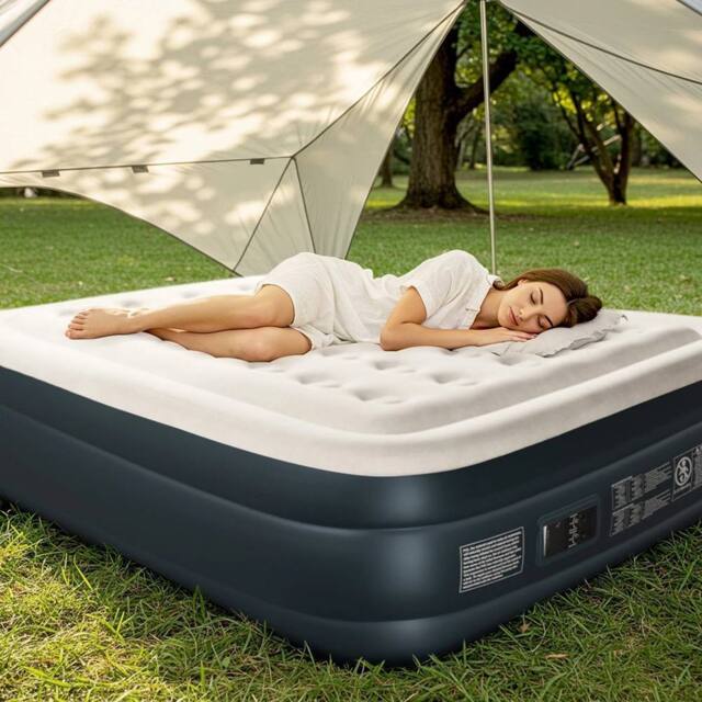 EONLION Double Size Air Bed Inflatable Air Mattress in Navy - image 1