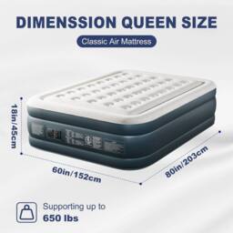 EONLION Double Size Air Bed Inflatable Air Mattress in Navy - thumbnail 2