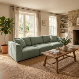 Abakus Direct Tokyo 5 Seater Sofa Basket Weave Fabric with Deep Seats in Green - thumbnail 3