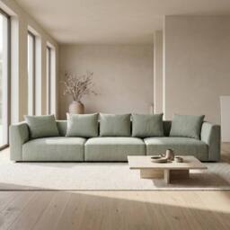 Abakus Direct Tokyo 5 Seater Sofa Basket Weave Fabric with Deep Seats in Green - thumbnail 2
