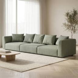 Abakus Direct Tokyo 5 Seater Sofa Basket Weave Fabric with Deep Seats in Green - thumbnail 4