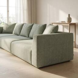 Abakus Direct Tokyo 5 Seater Sofa Basket Weave Fabric with Deep Seats in Green - thumbnail 8
