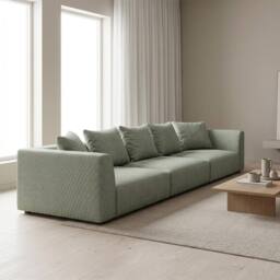 Abakus Direct Tokyo 5 Seater Sofa Basket Weave Fabric with Deep Seats in Green - thumbnail 6