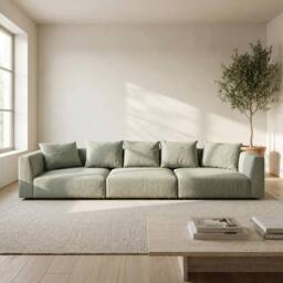Abakus Direct Tokyo 5 Seater Sofa Basket Weave Fabric with Deep Seats in Green