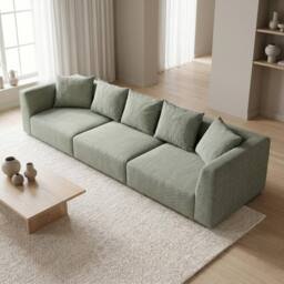 Abakus Direct Tokyo 5 Seater Sofa Basket Weave Fabric with Deep Seats in Green - thumbnail 7
