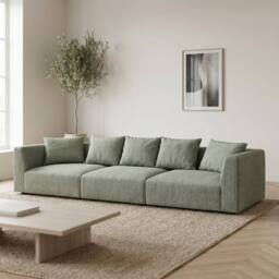 Abakus Direct Tokyo 5 Seater Sofa Basket Weave Fabric with Deep Seats in Green - thumbnail 5