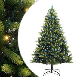 Berkfield Home Realistic Artificial Hinged Christmas Tree 300 LEDs Green 240 cm - thumbnail 3