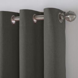 Luxury Living Linen Look Ring Top Blackout Curtains in Charcoal - Size: 161 cm width x 183 cm drop - thumbnail 5