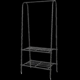 FURNOS Heavy Duty Metal Clothes Rail Open Wardrobe With 2 Shelves in Black - thumbnail 5