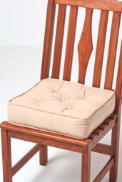 Homescapes Cotton Dining Chair Booster Cushion in Taupe - Size: 40 cm x 40 cm - thumbnail 1
