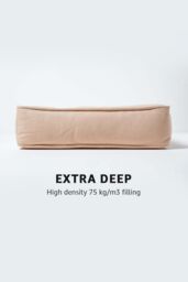 Homescapes Cotton Dining Chair Booster Cushion in Taupe - Size: 40 cm x 40 cm - thumbnail 3