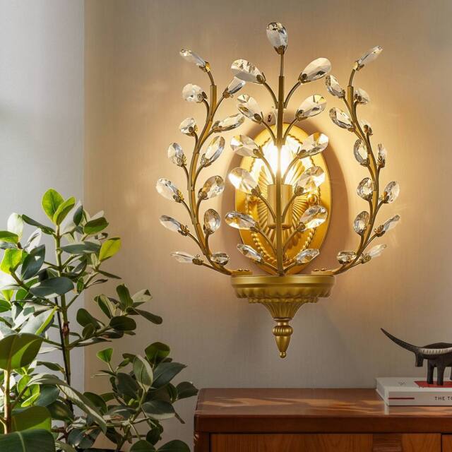 NIVOR 1 light Crystal Steel Flush Mounted Sconce Vanity Wall Lamp Gold in Metallic Gold - image 1