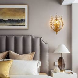 NIVOR 1 light Crystal Steel Flush Mounted Sconce Vanity Wall Lamp Gold in Metallic Gold - thumbnail 6
