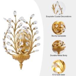 NIVOR 1 light Crystal Steel Flush Mounted Sconce Vanity Wall Lamp Gold in Metallic Gold - thumbnail 9