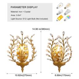 NIVOR 1 light Crystal Steel Flush Mounted Sconce Vanity Wall Lamp Gold in Metallic Gold - thumbnail 2