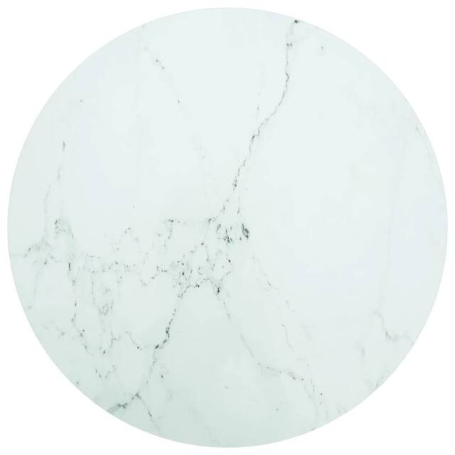 Berkfield Home Table Top White Ã˜90x1 cm Tempered Glass with Marble Design - Size: 90x1 cm - image 1