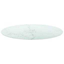 Berkfield Home Table Top White Ã˜90x1 cm Tempered Glass with Marble Design - Size: 90x1 cm - thumbnail 2