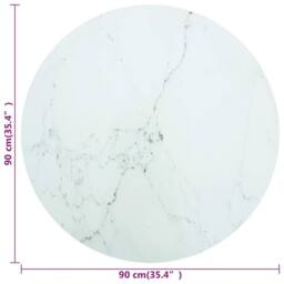 Berkfield Home Table Top White Ã˜90x1 cm Tempered Glass with Marble Design - Size: 90x1 cm - thumbnail 4