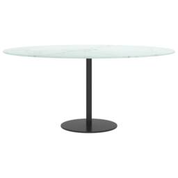 Berkfield Home Table Top White Ã˜90x1 cm Tempered Glass with Marble Design - Size: 90x1 cm - thumbnail 3