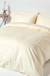 Homescapes Egyptian Cotton Duvet Cover with Pillowcase 1000 TC in Cream - Size: King - thumbnail 1