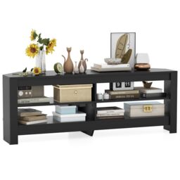 "Costway Corner TV Stand with Power Outlet 3-Tier Entertainment Center for 60"" TV in Black"