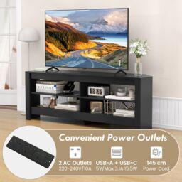 "Costway Corner TV Stand with Power Outlet 3-Tier Entertainment Center for 60"" TV in Black" - thumbnail 5