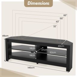 "Costway Corner TV Stand with Power Outlet 3-Tier Entertainment Center for 60"" TV in Black" - thumbnail 2
