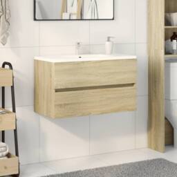 Berkfield Home Sink Cabinet Sonoma Oak 80x38.5x45 cm Engineered Wood - thumbnail 1