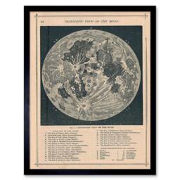 "Artery8 Geography Map Illustrated Antique Telescopic Moon Framed Art Print in Beige - Size: W12"" x H16""" - thumbnail 1