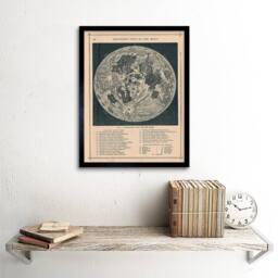 "Artery8 Geography Map Illustrated Antique Telescopic Moon Framed Art Print in Beige - Size: W12"" x H16""" - thumbnail 2
