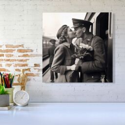 Warren Reed - Designer A Kiss Goodbye Canvas in Black - Size: w10 inch x h10 inch - thumbnail 1