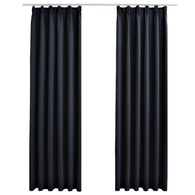 Berkfield Home Blackout Curtains with Hooks 2 pcs Anthracite 140x245 cm in Dark Grey - image 1
