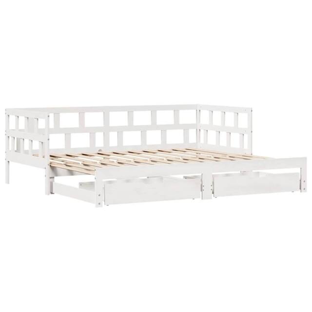 Berkfield Home Versatile Daybed with Trundle & Drawers Frame White 90x190 cm Single - image 1