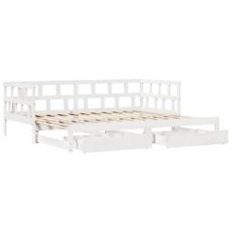 Berkfield Home Versatile Daybed with Trundle & Drawers Frame White 90x190 cm Single - thumbnail 5