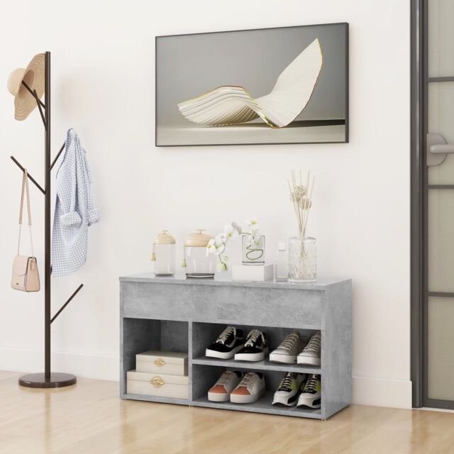 Berkfield Home Shoe Bench Concrete Grey 80x30x45 cm Engineered Wood - Size: 80 x 30 x 45 cm - image 1