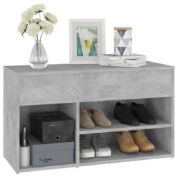 Berkfield Home Shoe Bench Concrete Grey 80x30x45 cm Engineered Wood - Size: 80 x 30 x 45 cm - thumbnail 4