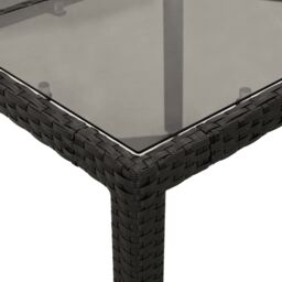 Berkfield Home Garden Table with Glass Top Black 150x90x75 cm Poly Rattan - Size: 150 x 90 x 75 cm - thumbnail 8