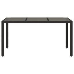 Berkfield Home Garden Table with Glass Top Black 150x90x75 cm Poly Rattan - Size: 150 x 90 x 75 cm - thumbnail 4