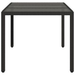 Berkfield Home Garden Table with Glass Top Black 150x90x75 cm Poly Rattan - Size: 150 x 90 x 75 cm - thumbnail 5