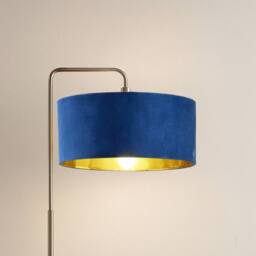 CGC Lighting Kyra Brushed Nickel Angled Floor Lamp with Large 45cm Velvet Lampshade in Navy - thumbnail 9