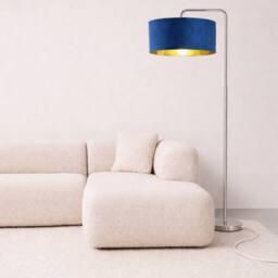 CGC Lighting Kyra Brushed Nickel Angled Floor Lamp with Large 45cm Velvet Lampshade in Navy - thumbnail 8